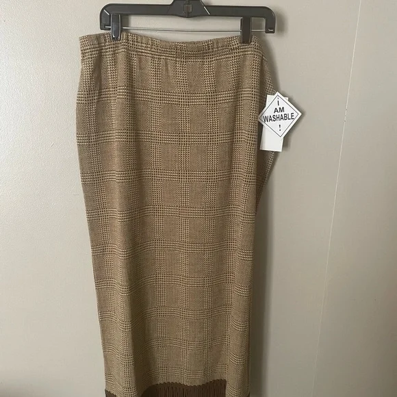 Nina Leonard Brown Tan Midi Skirt - Picture 2 of 4